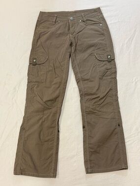 Kuhl Women’s Cargo Pants Size 4 Reg Brown Roll Tab Hiking Outdoor Stretch